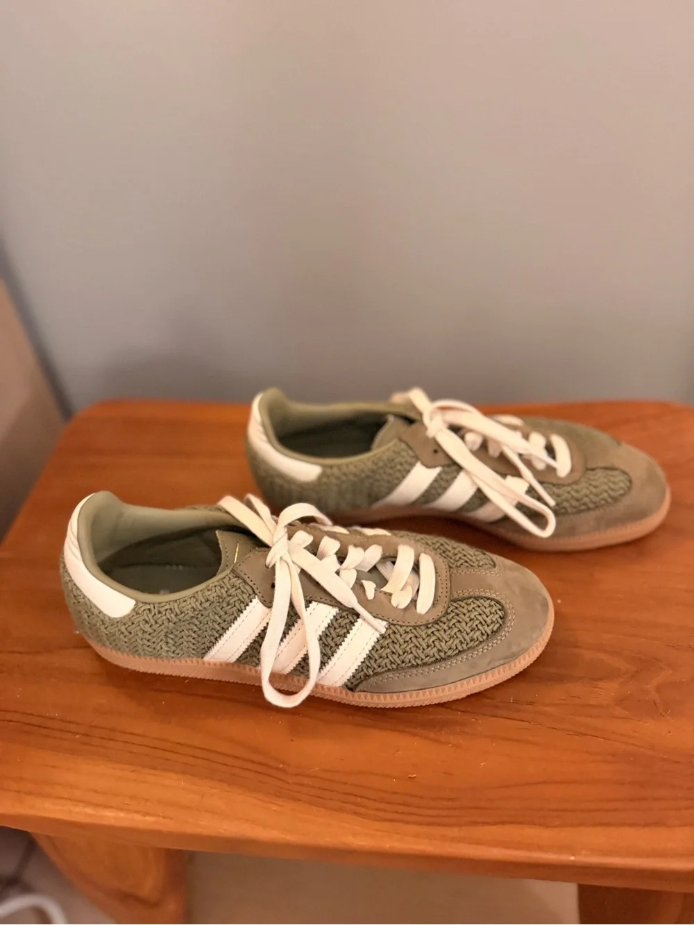 adidas Olive Green and White Women's Casual Sneakers